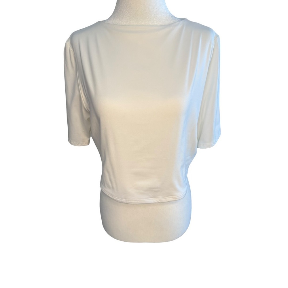 Naked Wardrobe White‎ Short Sleeve Crop Top Size 1X NWT